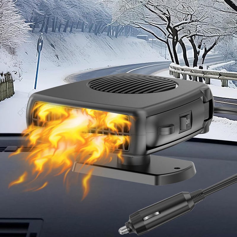 Ouffun 12V Car Heater, 200W 2 in 1 Portable Vehicle Heaters and Defrosters for Car Windshield, Electric Heater that Plugs Into Cigarette Lighter with Fast Heating and Cooling for All Cars - Image 1